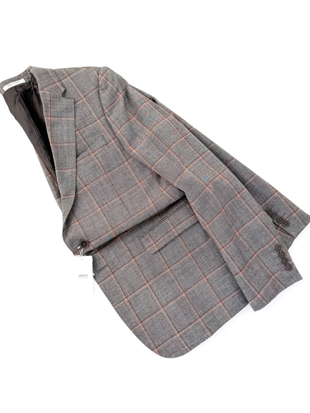 NWT NEW Armani Collezioni Gray Plaid Italian Wool Sport Coat Windowpane 40R